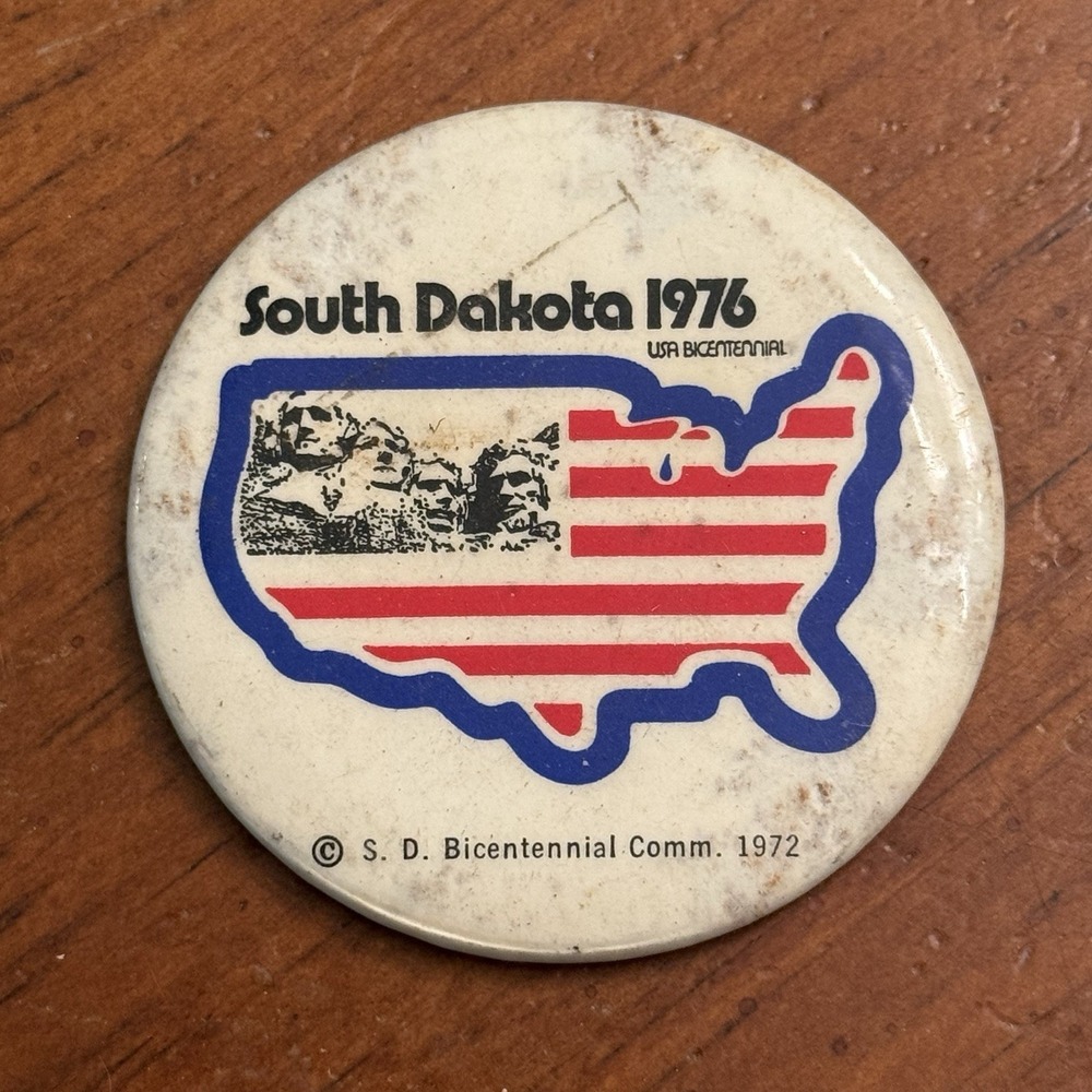 South Dakota 1976 USA Bicentennial VTG Button Round Circle MISSING PIN ON BACK